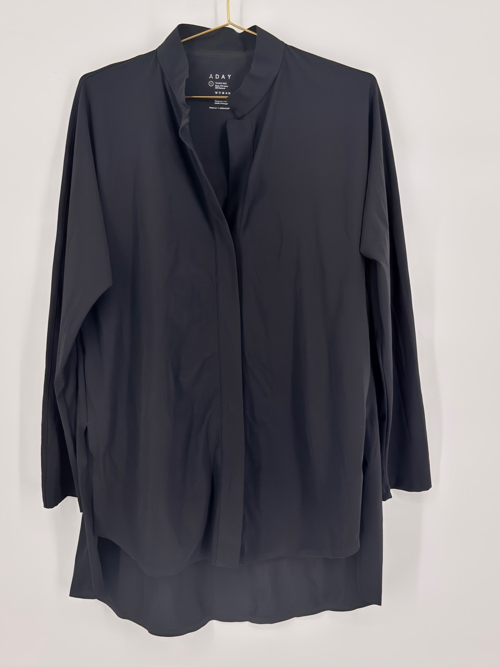 ADAY Black Something Borrowed Shirt Tunic Top Large